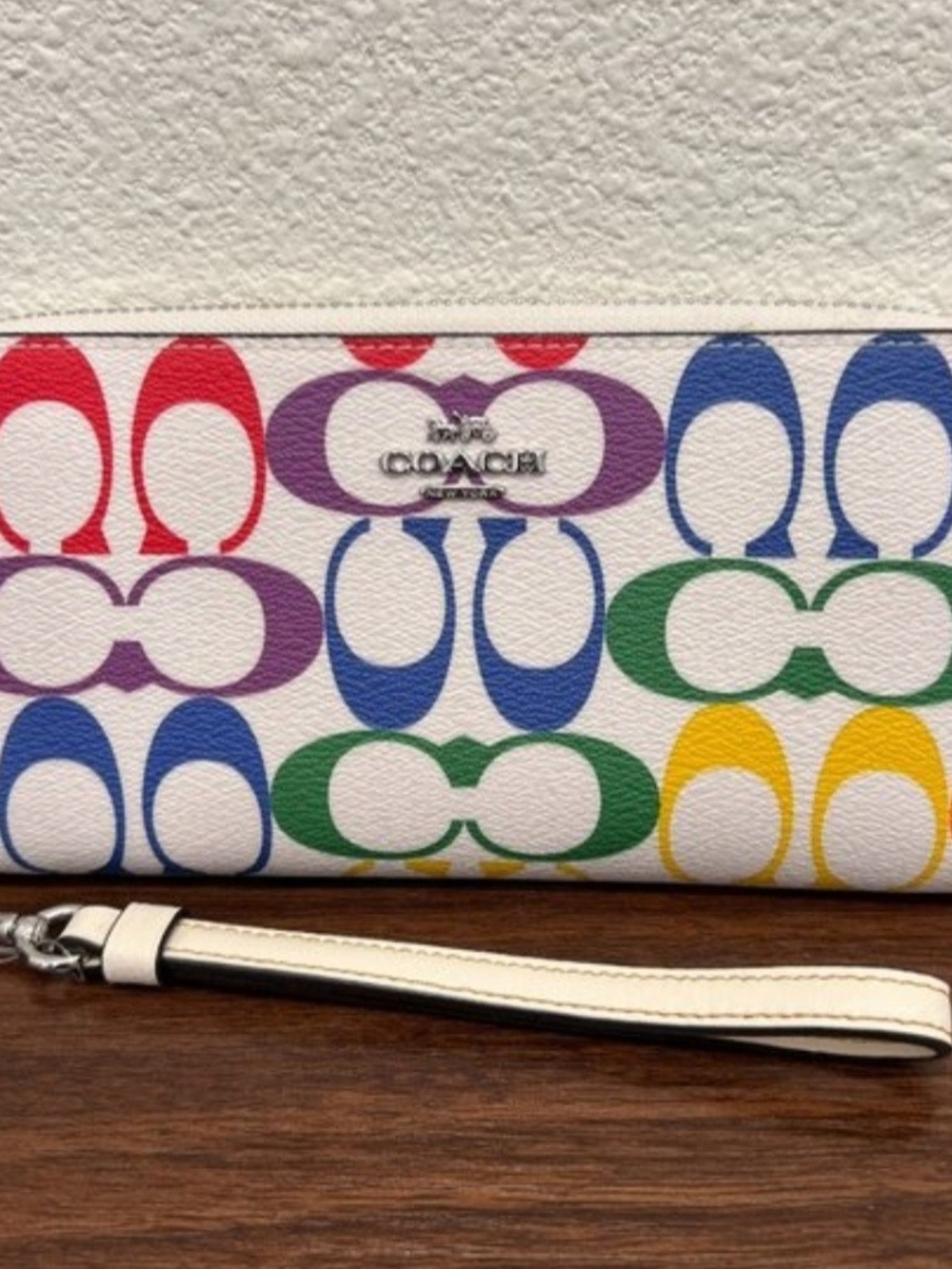 NWT Coach Long Zip Around Wallet in Rainbow Signature Canvas (Style No. C4537) - Picture 8 of 11